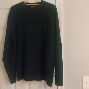 Forest green men's polo thermal shirt extra large